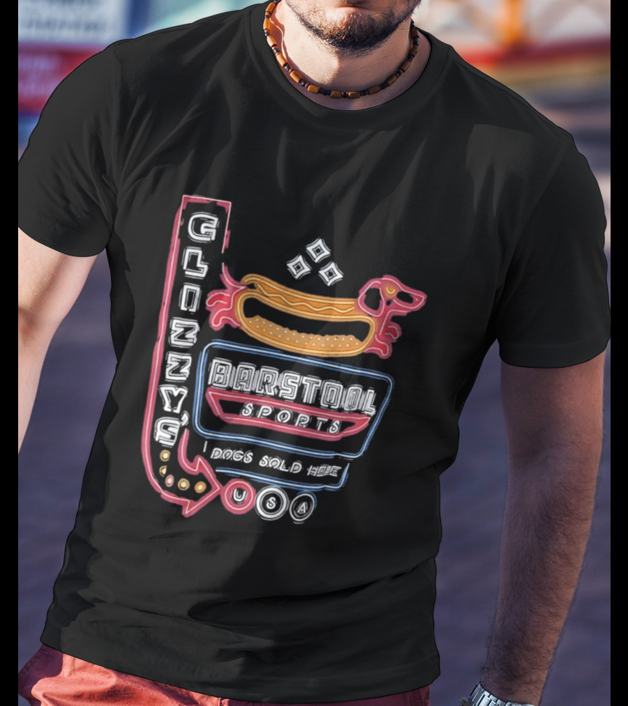 Glizzy Barstool Sports Dog Sold Here Neon USA T-Shirt