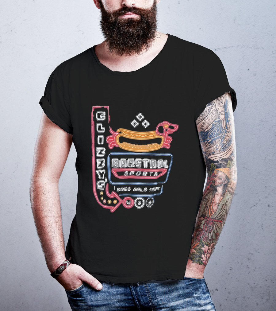 Glizzy Barstool Sports Dog Sold Here Neon USA T-Shirt