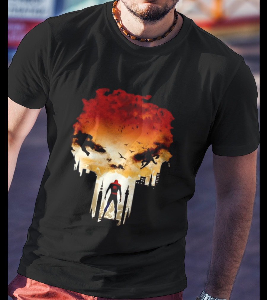 Spider Man Hulk Wolverine Marvel Superheroes Cityscape Action Scene T-Shirt