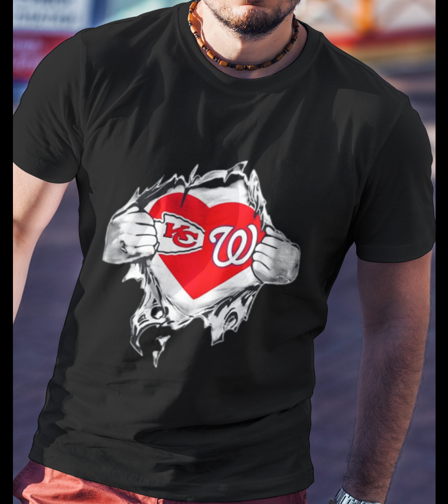 Sport KC Chiefs Washington Nationals Heart Reveal T-Shirt