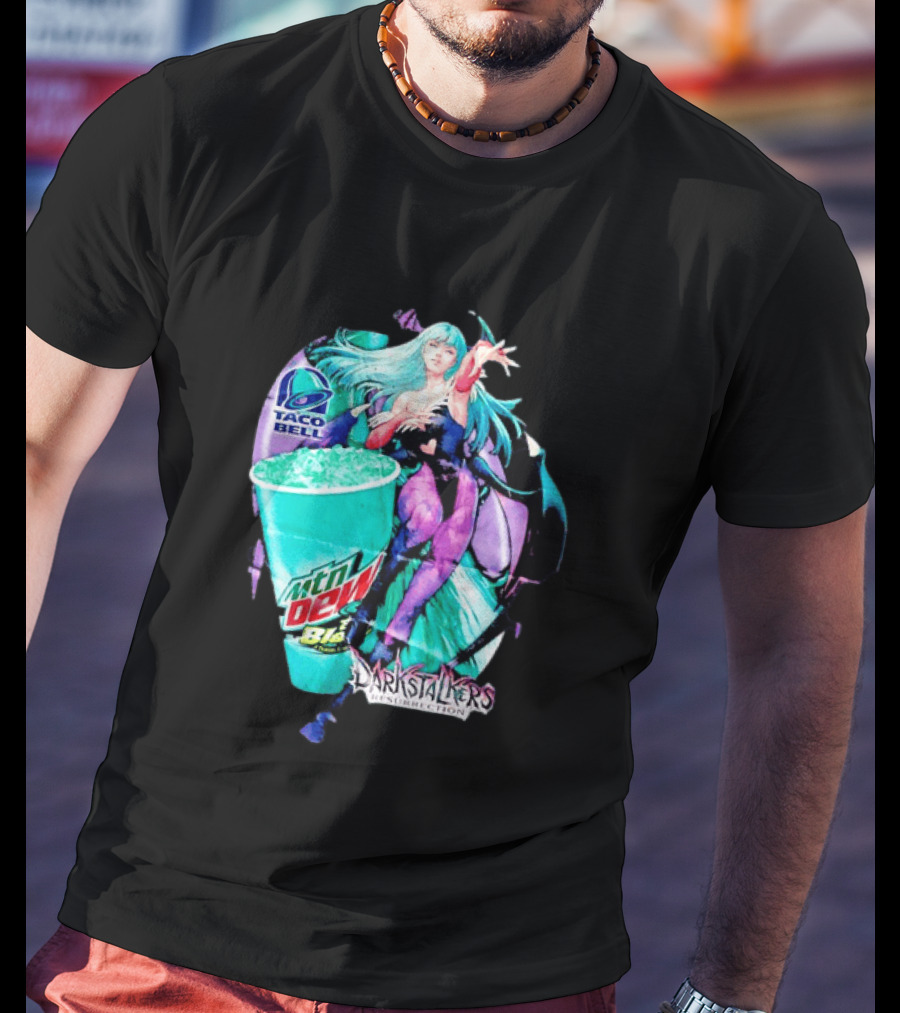 Morrigan Aensland Darkstalkers Taco Bell Mountain Dew Baja Blast Resurrection T-Shirt