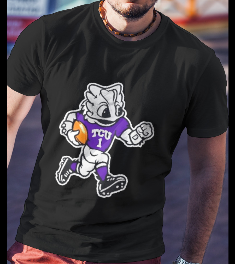 TCU Horned Frog Mascot Running Football TCU 1 Fan Gear T-Shirt