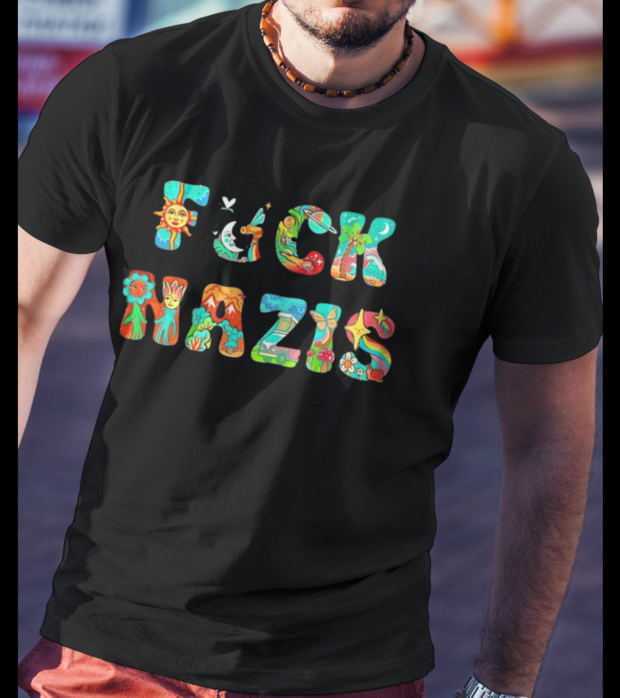Fuck Naz Isv Sun Moon Rainbow Butterfly Flower Peace Hippie T-Shirt