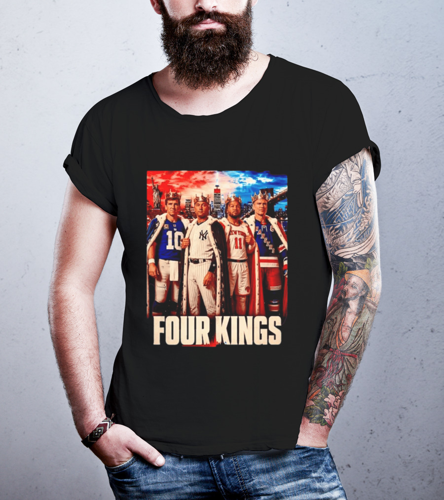 Four Kings New York Giants Yankees Knicks Rangers T-Shirt