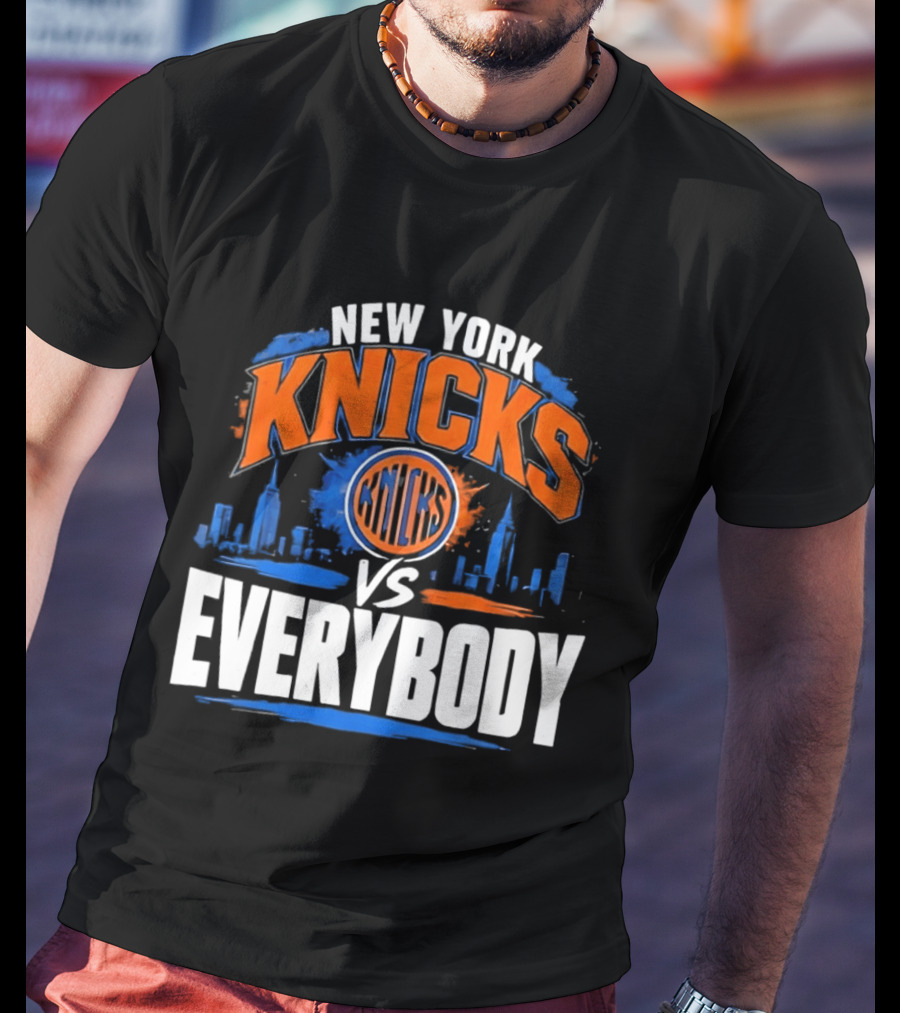 New York Knicks Vs Everybody Skyline Urban Hoops T-Shirt