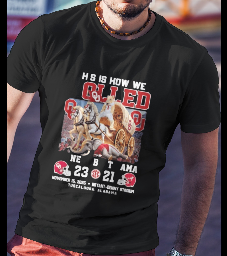 Oklahoma Sooners Rolled Alabama Victory 23 21 November 15 2025 SEC Tuscaloosa T-Shirt