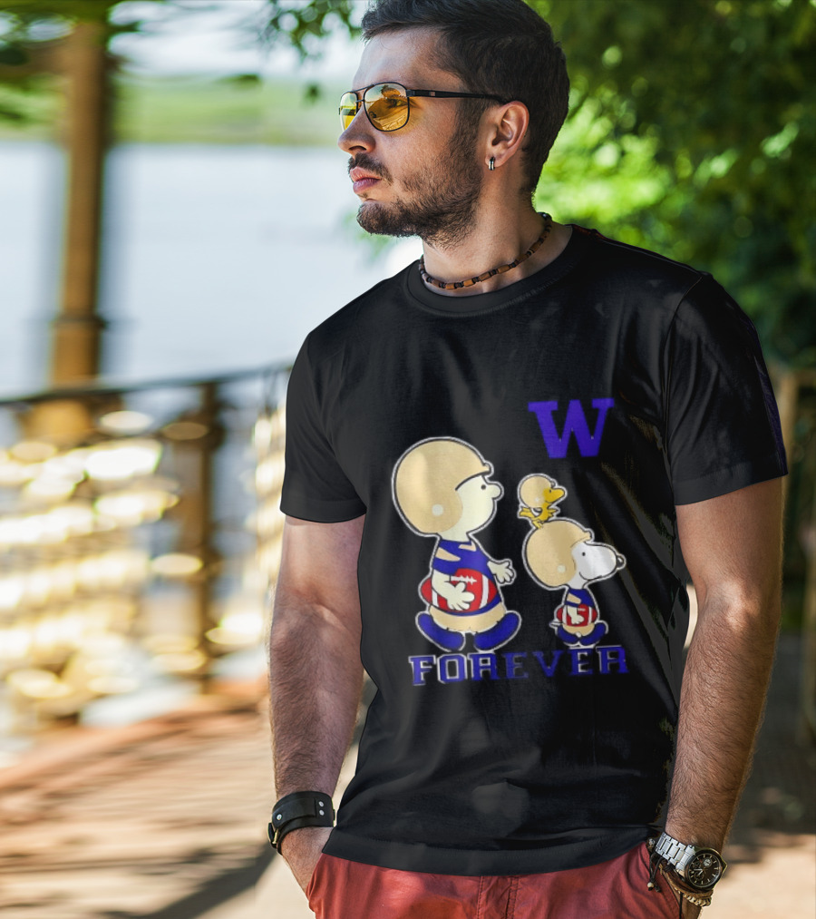 Peanuts Characters Football Players Washington Huskies W Forever T-Shirt