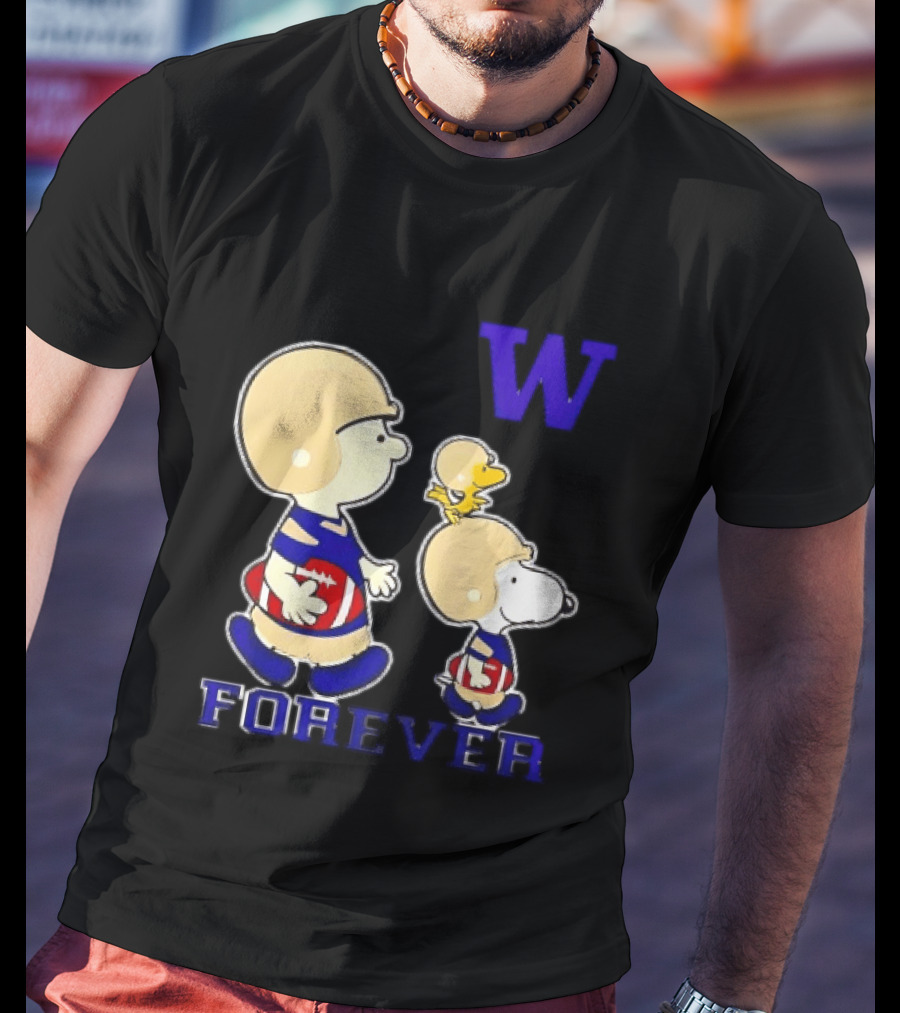 Peanuts Characters Football Players Washington Huskies W Forever T-Shirt