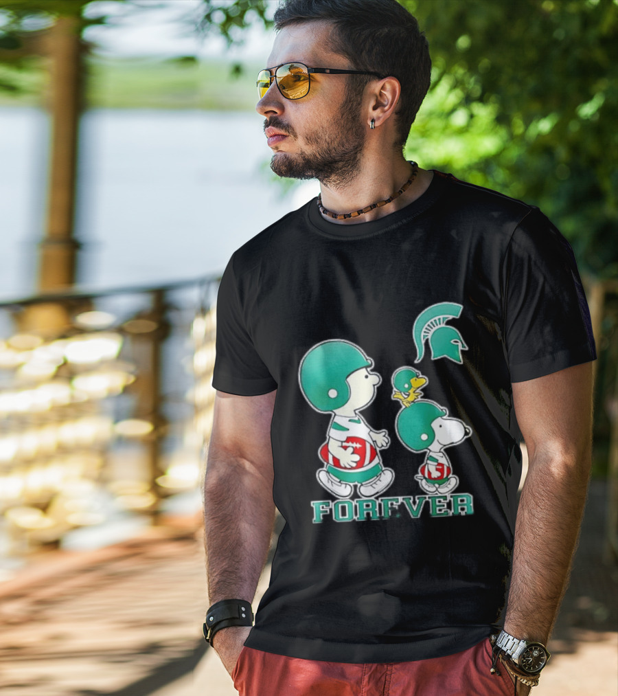 Peanuts Woodstock Charlie Brown Snoopy Michigan State Spartans Forever T-Shirt