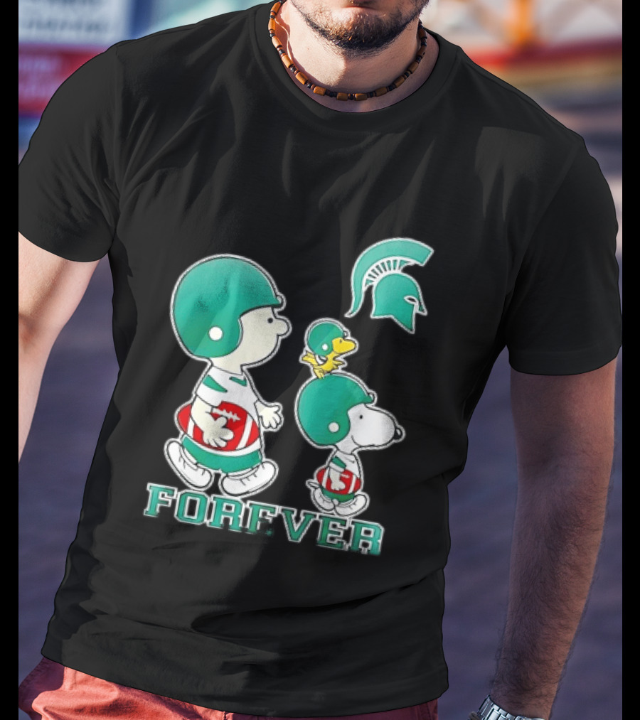 Peanuts Woodstock Charlie Brown Snoopy Michigan State Spartans Forever T-Shirt