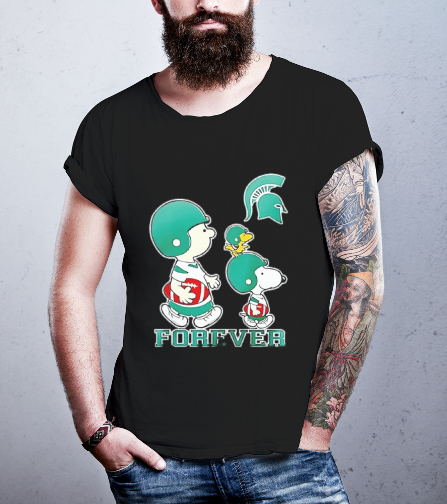 Peanuts Woodstock Charlie Brown Snoopy Michigan State Spartans Forever T-Shirt