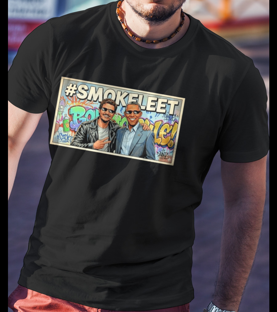 #SMOKEFLEET Pedro Pascal Barack Obama Graffiti T-Shirt
