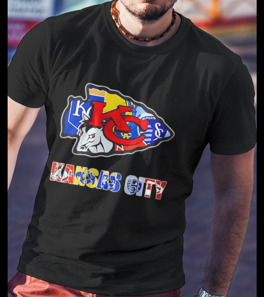 Kansas City Chiefs Royals Sporting KC Collage Arrowhead Sports Team T-Shirt