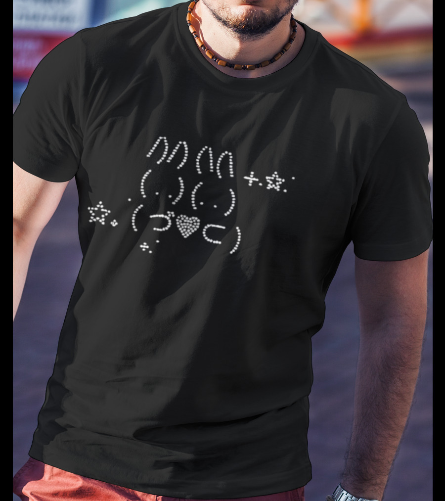 Kawaii Bunny Rabbit Face With Stars Heart Emoticon T-Shirt