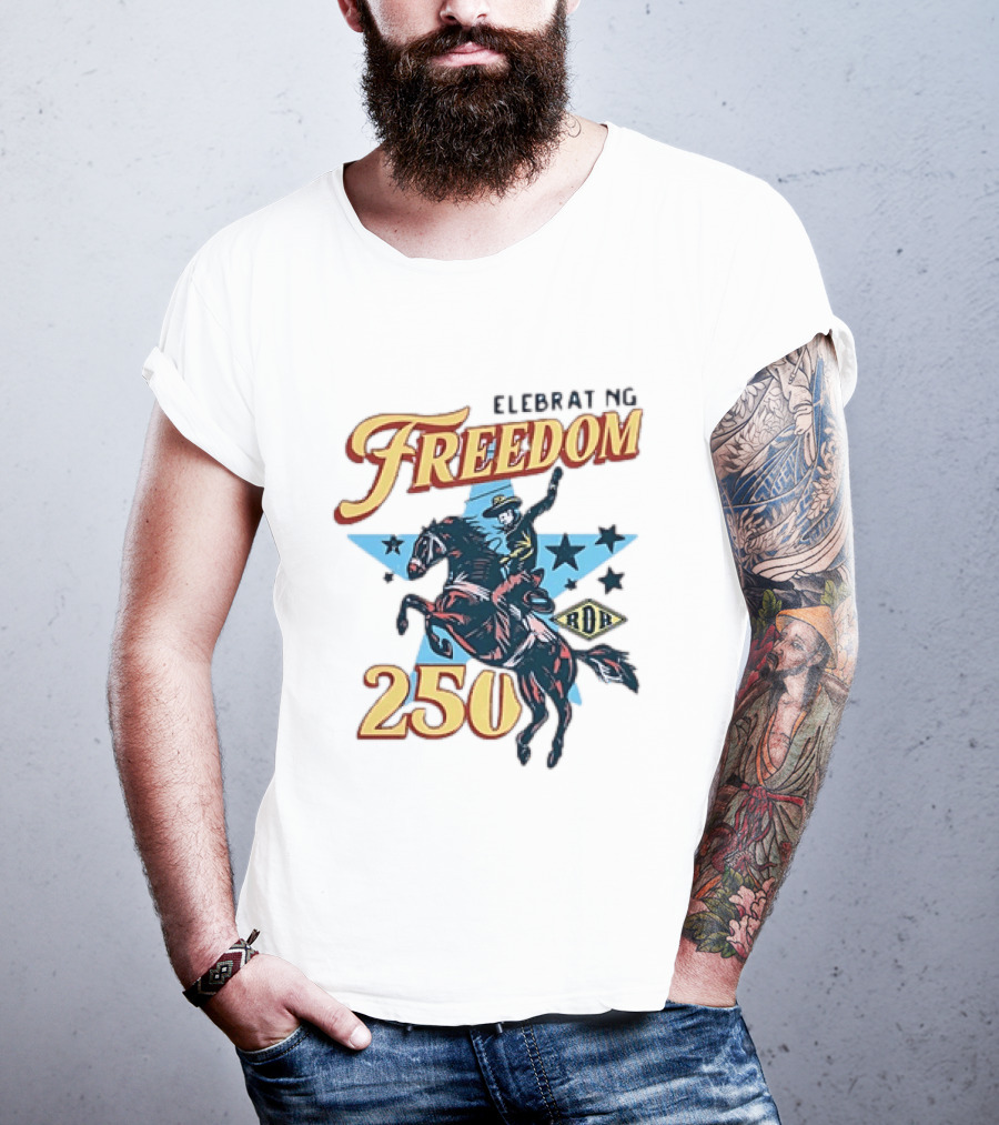 Celebrating Freedom 250 Years RDR Cowboy Rodeo Stars T-Shirt
