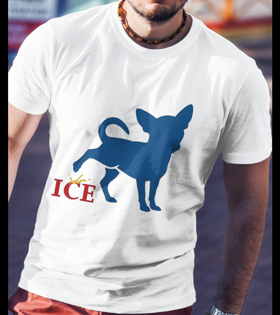 Chihuahua Urinating On ICE Text Representation T-Shirt