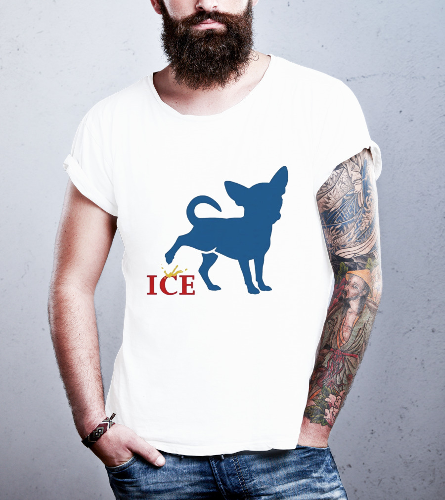 Chihuahua Urinating On ICE Text Representation T-Shirt