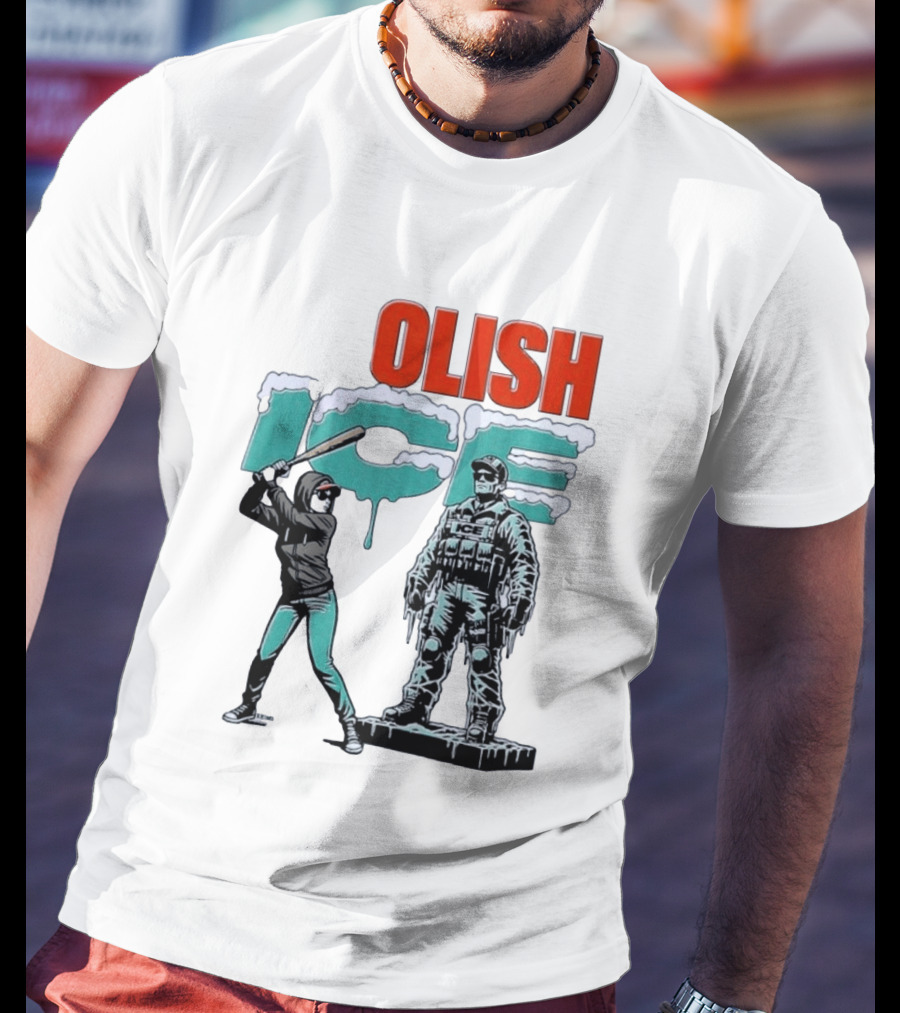 Krime Olish ICE Woman With Baseball Bat Smashing Statue T-Shirt