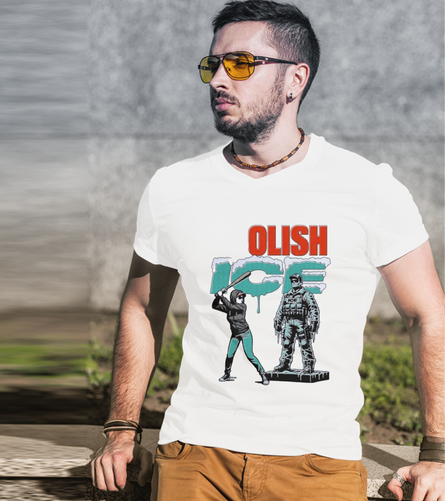 Krime Olish ICE Woman With Baseball Bat Smashing Statue T-Shirt