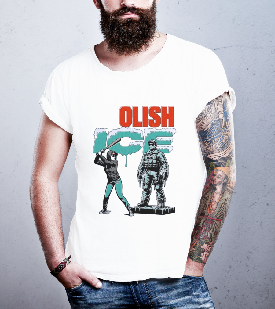 Krime Olish ICE Woman With Baseball Bat Smashing Statue T-Shirt