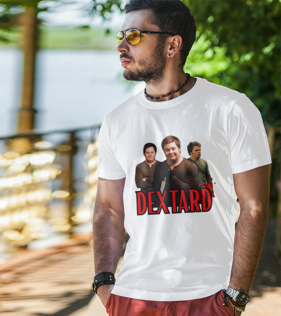 Dextard Meme Parody With Triple Character Image And Red T-Shirt