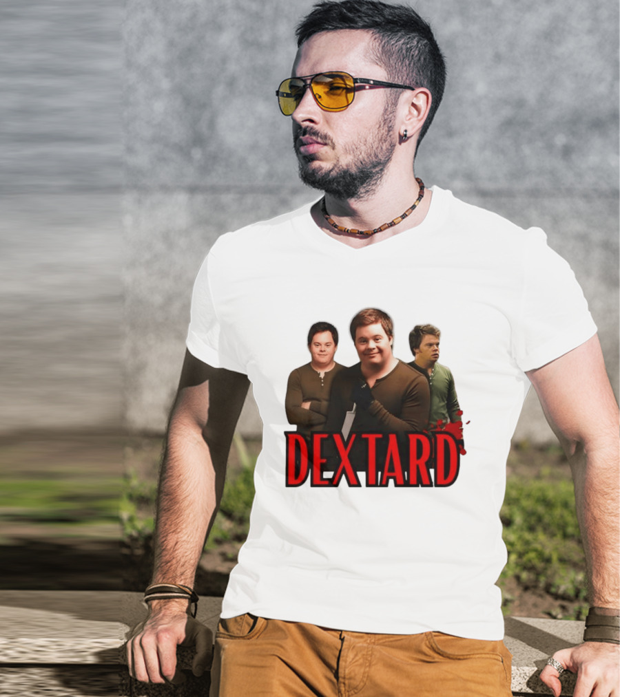 Dextard Meme Parody With Triple Character Image And Red T-Shirt