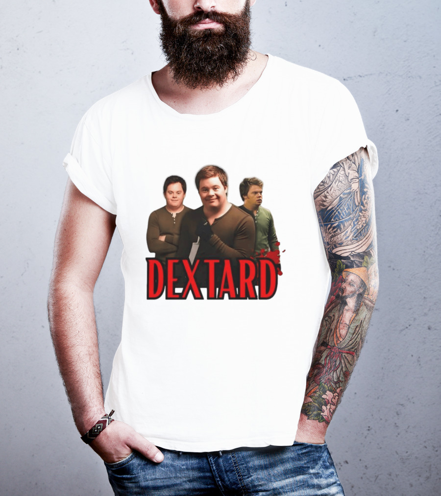 Dextard Meme Parody With Triple Character Image And Red T-Shirt