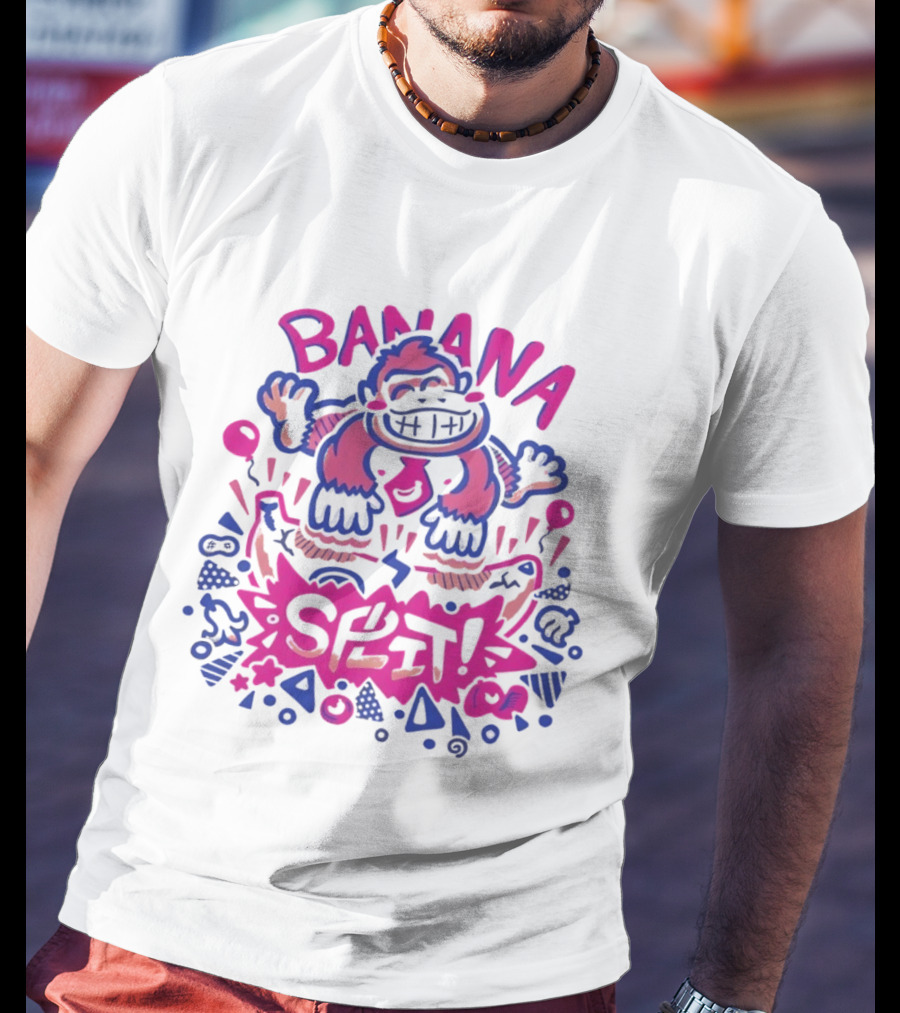 Banana Split Monkey Cartoon Fun T-Shirt