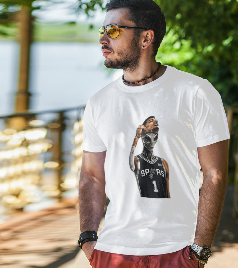 Wembanyama Spurs Alien Takeover Face Reveal Self 1 T-Shirt