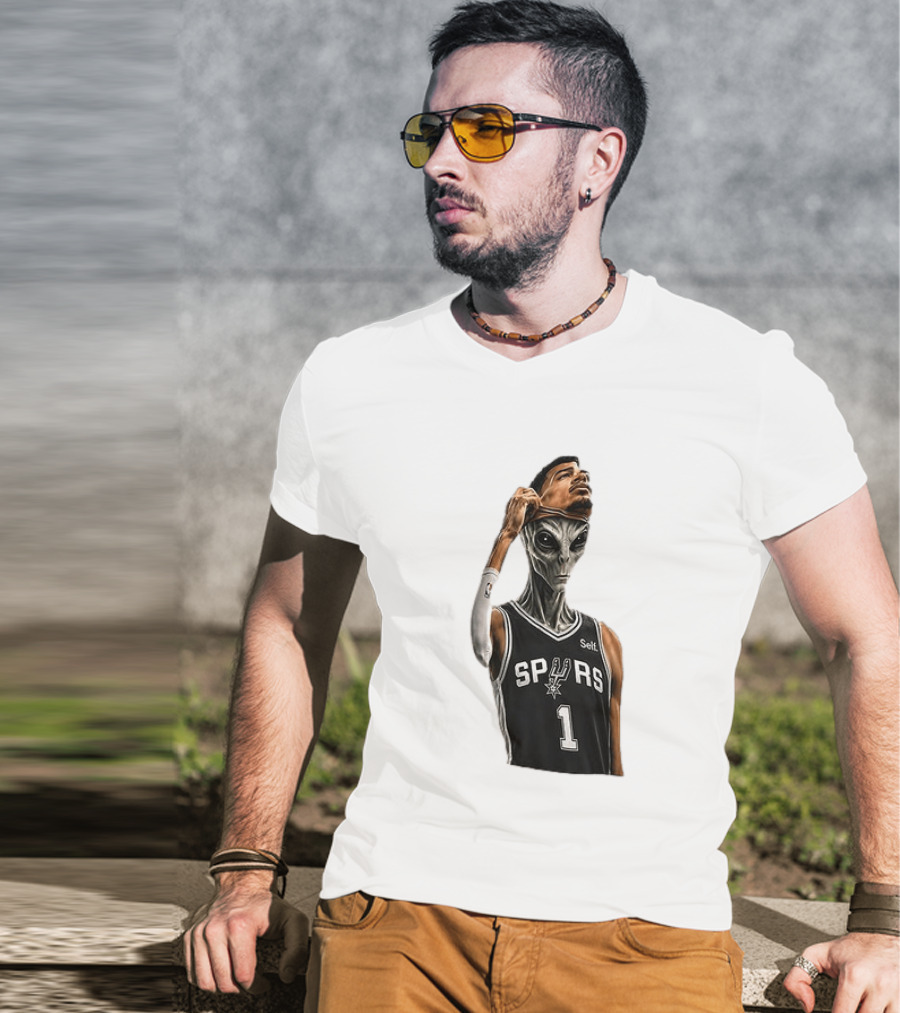 Wembanyama Spurs Alien Takeover Face Reveal Self 1 T-Shirt