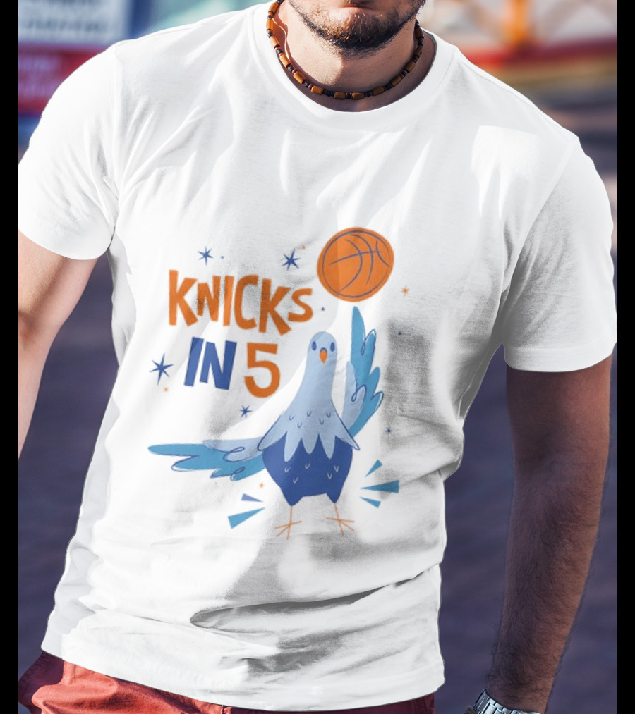 New York Knicks NBA Pigeon Basketball Knicks In 5 T-Shirt