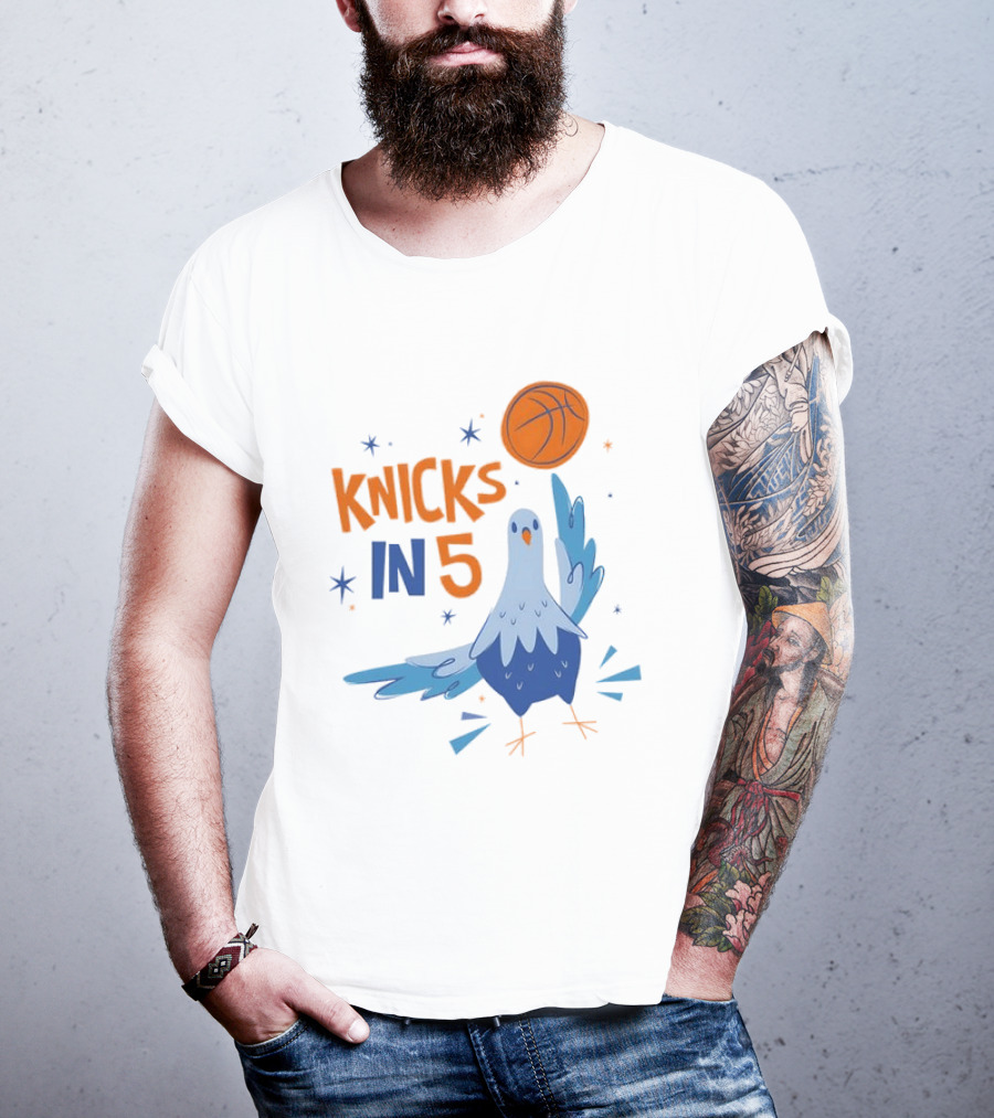 New York Knicks NBA Pigeon Basketball Knicks In 5 T-Shirt