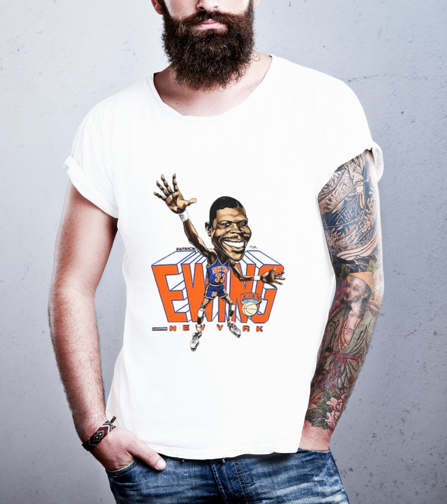 Patrick Ewing New York Knicks NBA Caricature Basketball Legend T-Shirt