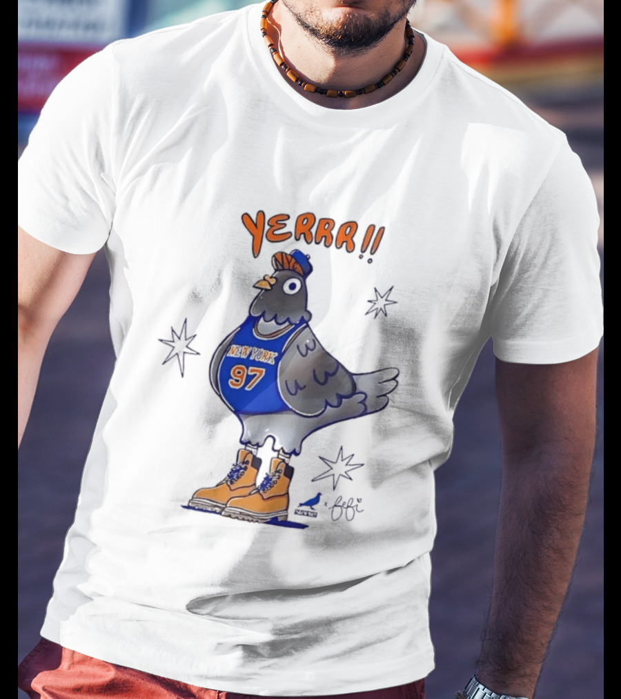 Pigeon Fefi Yerrr 97 New York Basketball Jersey Timberland Boots T-Shirt