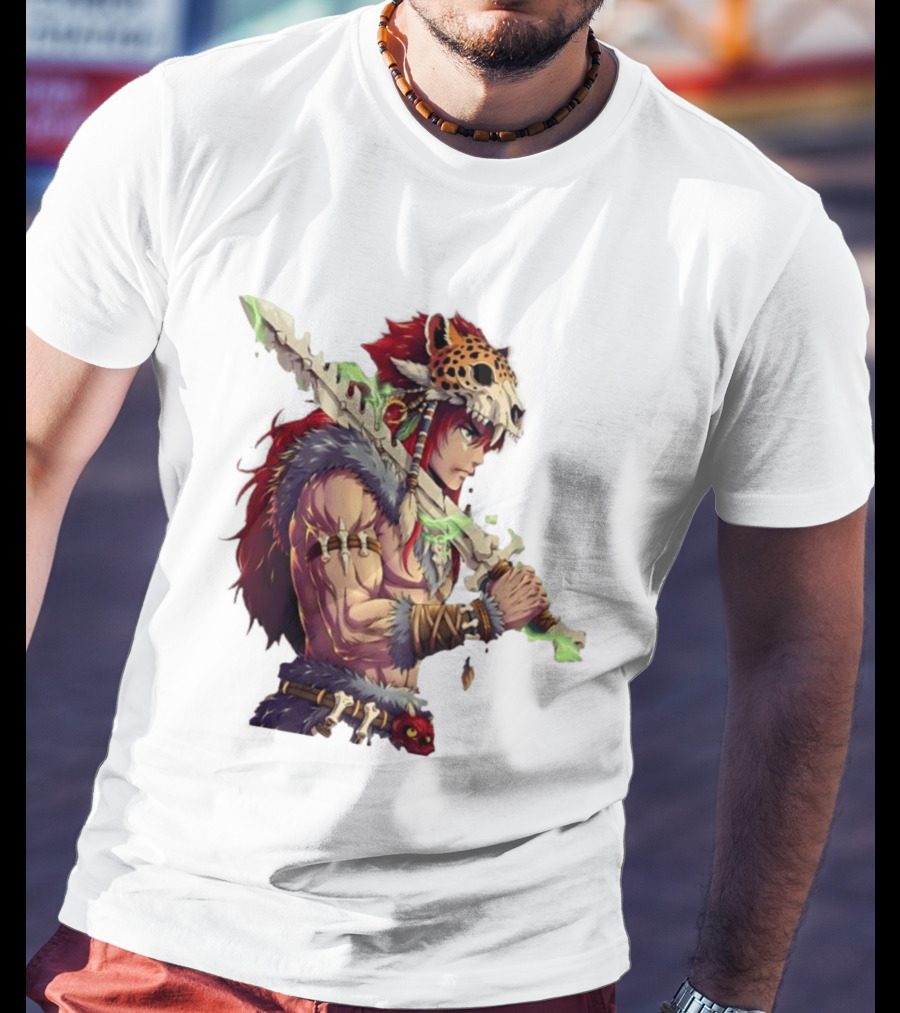Jaguar Warrior Aztec Fantasy Glowing Bone Sword Warrior T-Shirt