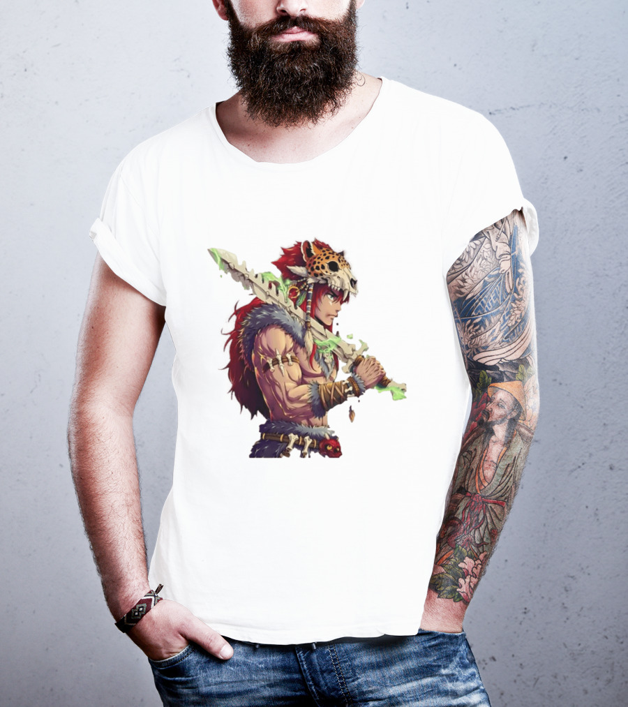Jaguar Warrior Aztec Fantasy Glowing Bone Sword Warrior T-Shirt