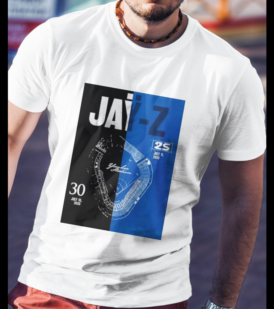 Jay Z Yankee Stadium July 10 11 2026 Celebration With Map Blueprint T-Shirt