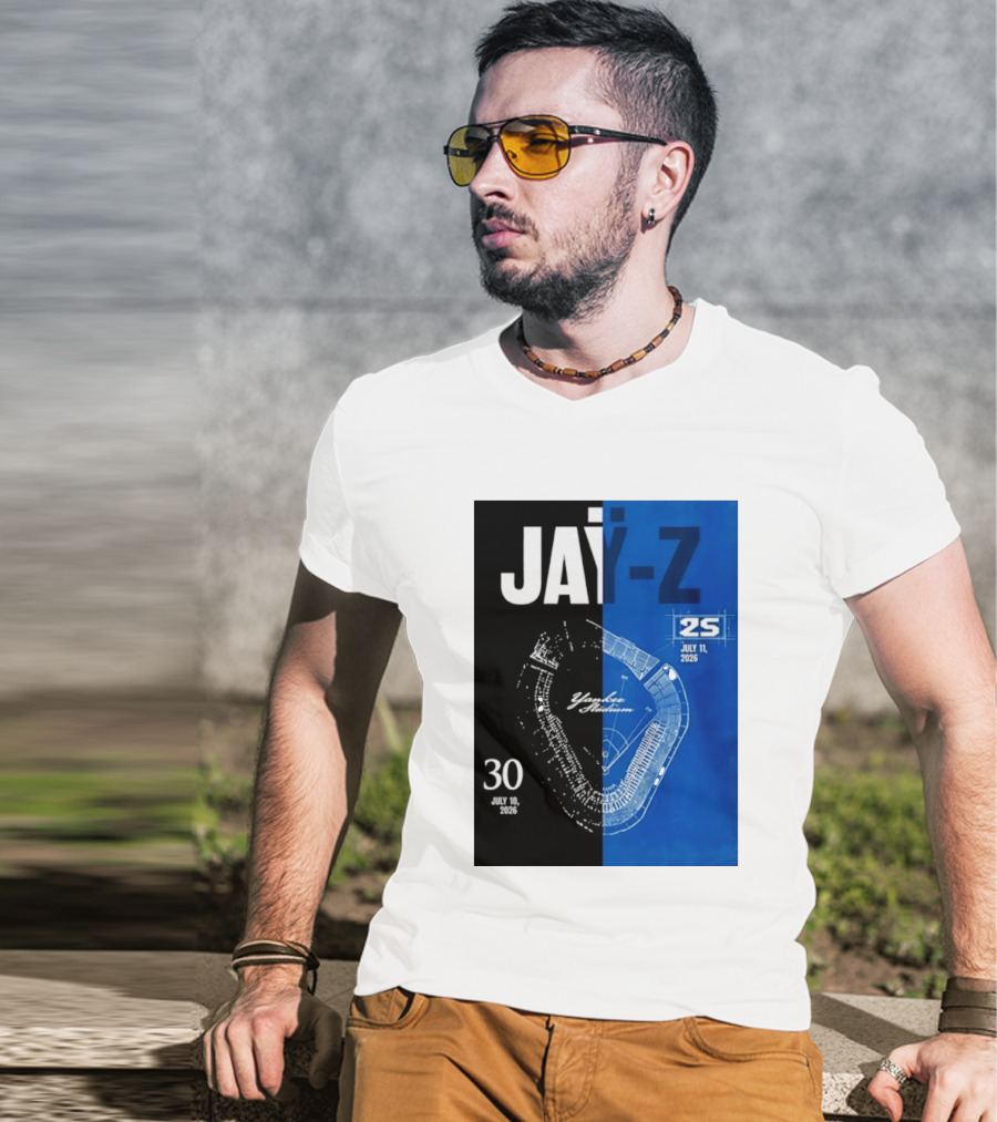 Jay Z Yankee Stadium July 10 11 2026 Celebration With Map Blueprint T-Shirt