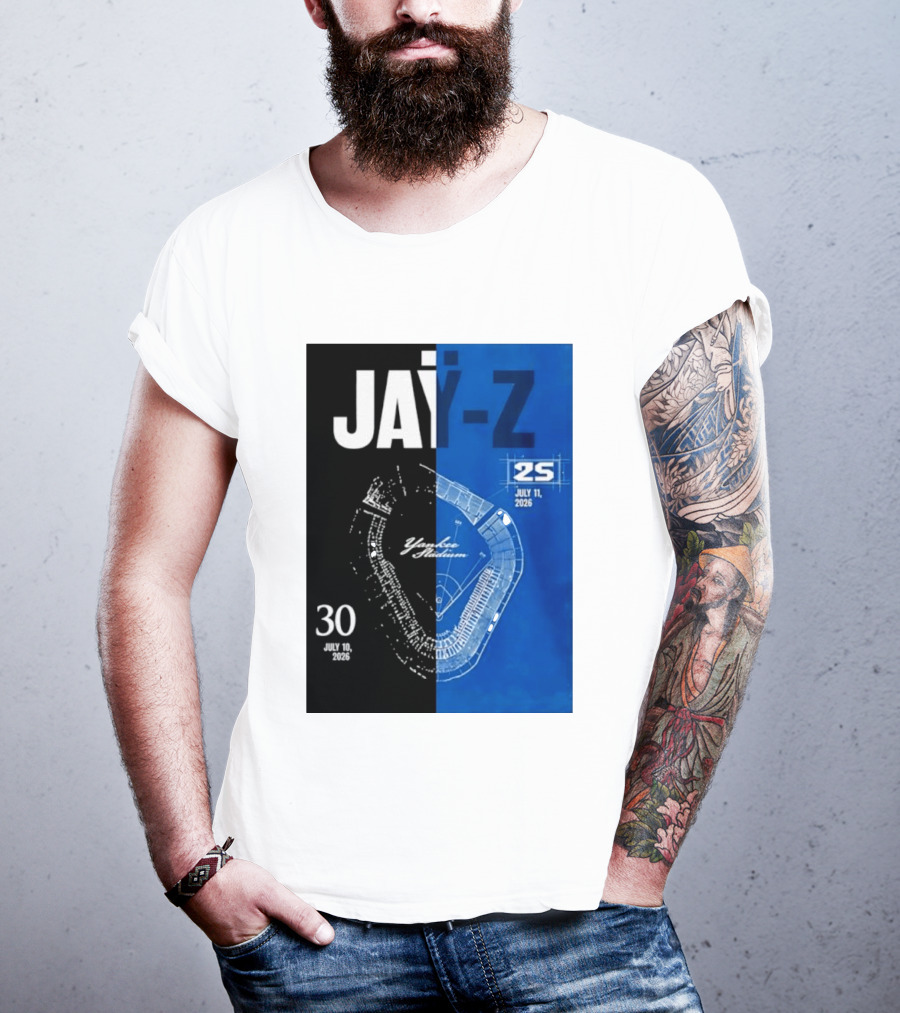Jay Z Yankee Stadium July 10 11 2026 Celebration With Map Blueprint T-Shirt