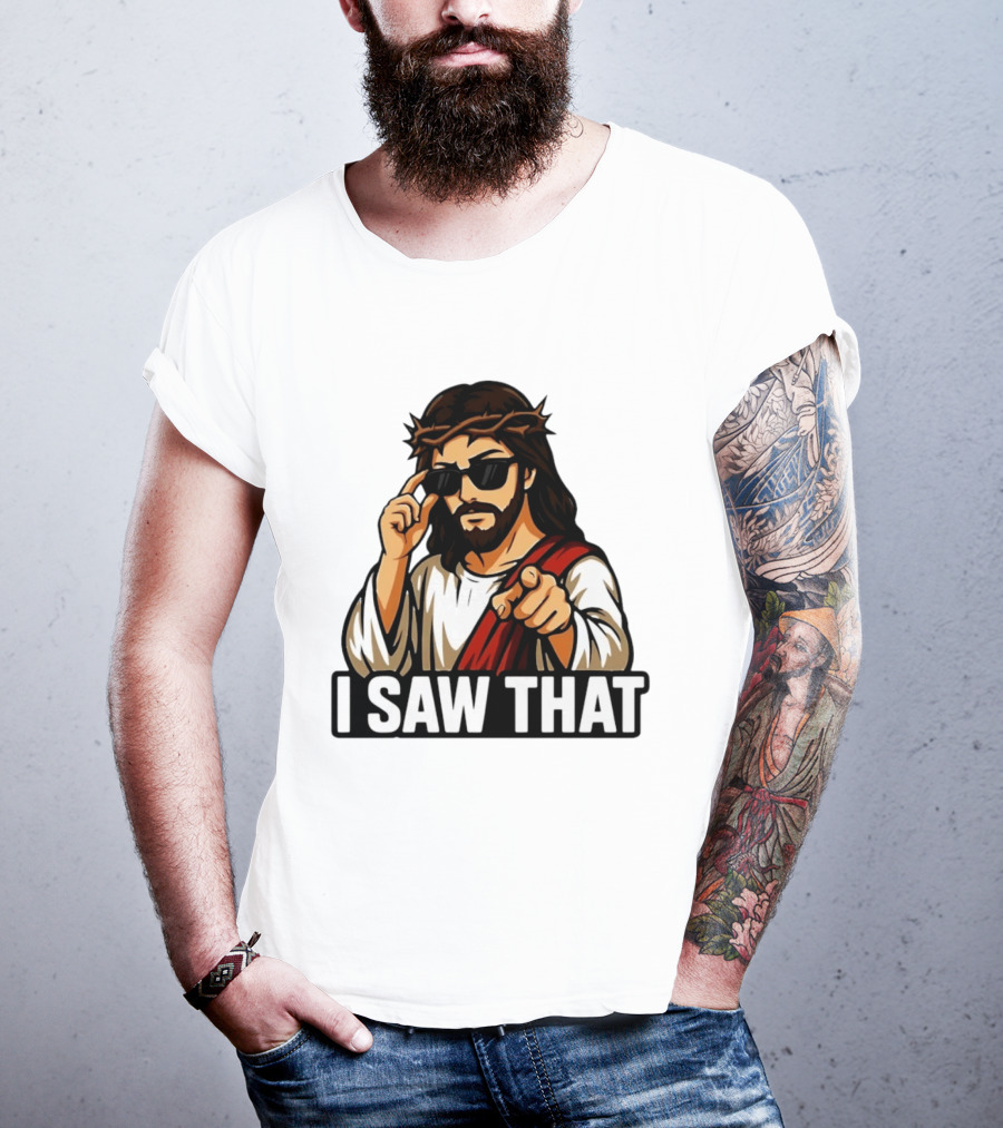 Jesus I Saw That Sunglasses Pointing Gesture T-Shirt