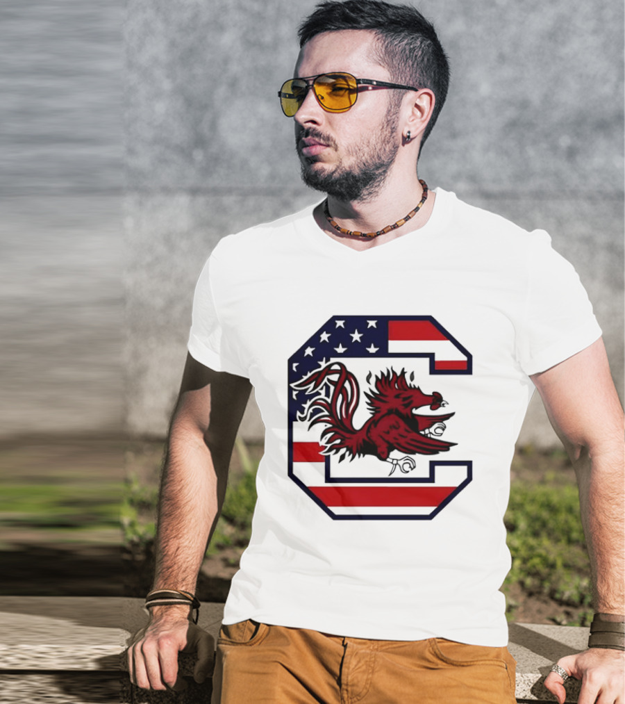 American Flag South Carolina Gamecocks C T-Shirt