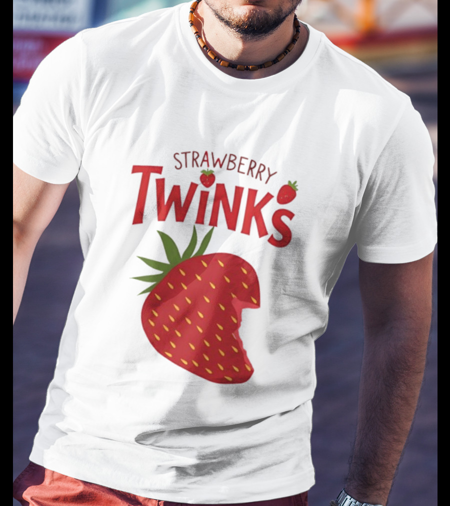 Strawberry Twinks Fruit Snack Pun Playful Bite T-Shirt