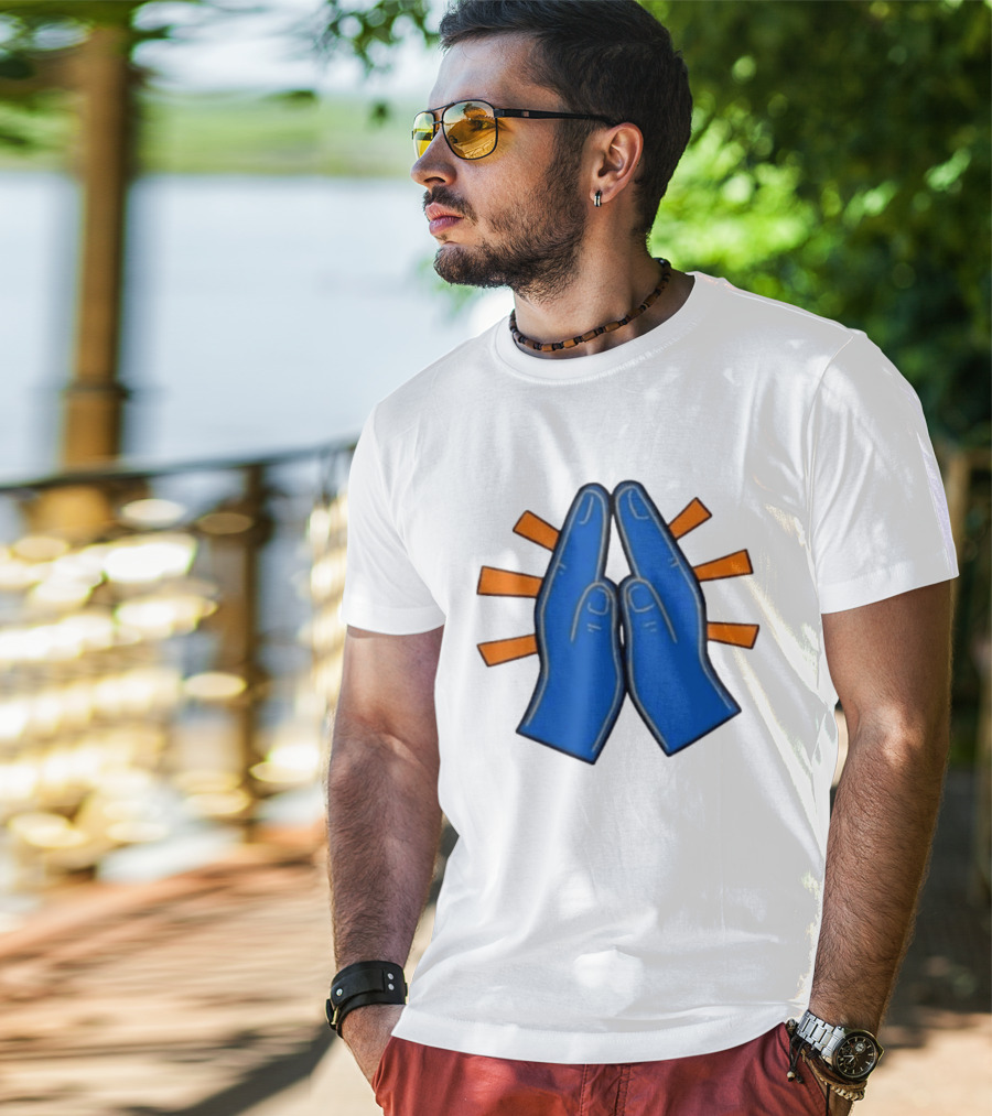 Please Just Make It All Worth It Blue Praying Hands Emoji T-Shirt