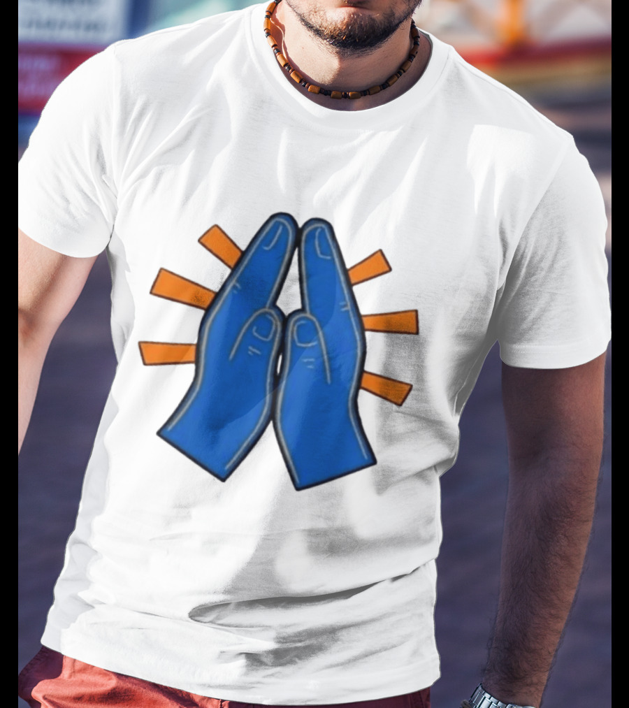 Please Just Make It All Worth It Blue Praying Hands Emoji T-Shirt