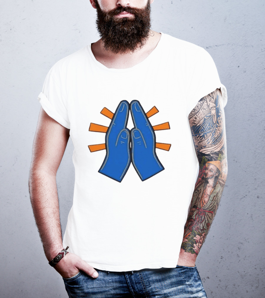 Please Just Make It All Worth It Blue Praying Hands Emoji T-Shirt