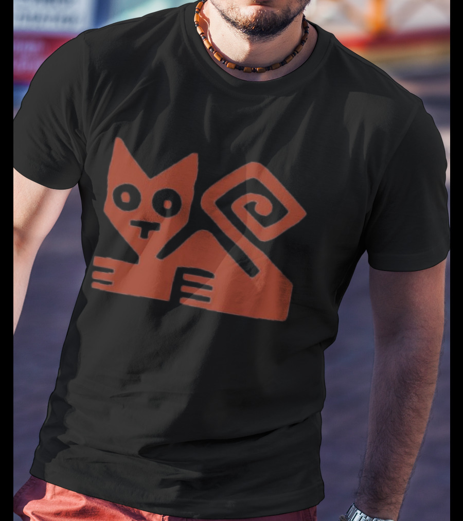 Cat Swirl Minimalist Red Geometric Feline T-Shirt