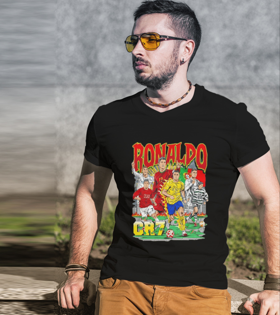 Ronaldo CR7 Football Icon In Action Sports Team Collection T-Shirt