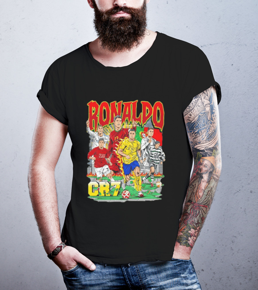 Ronaldo CR7 Football Icon In Action Sports Team Collection T-Shirt