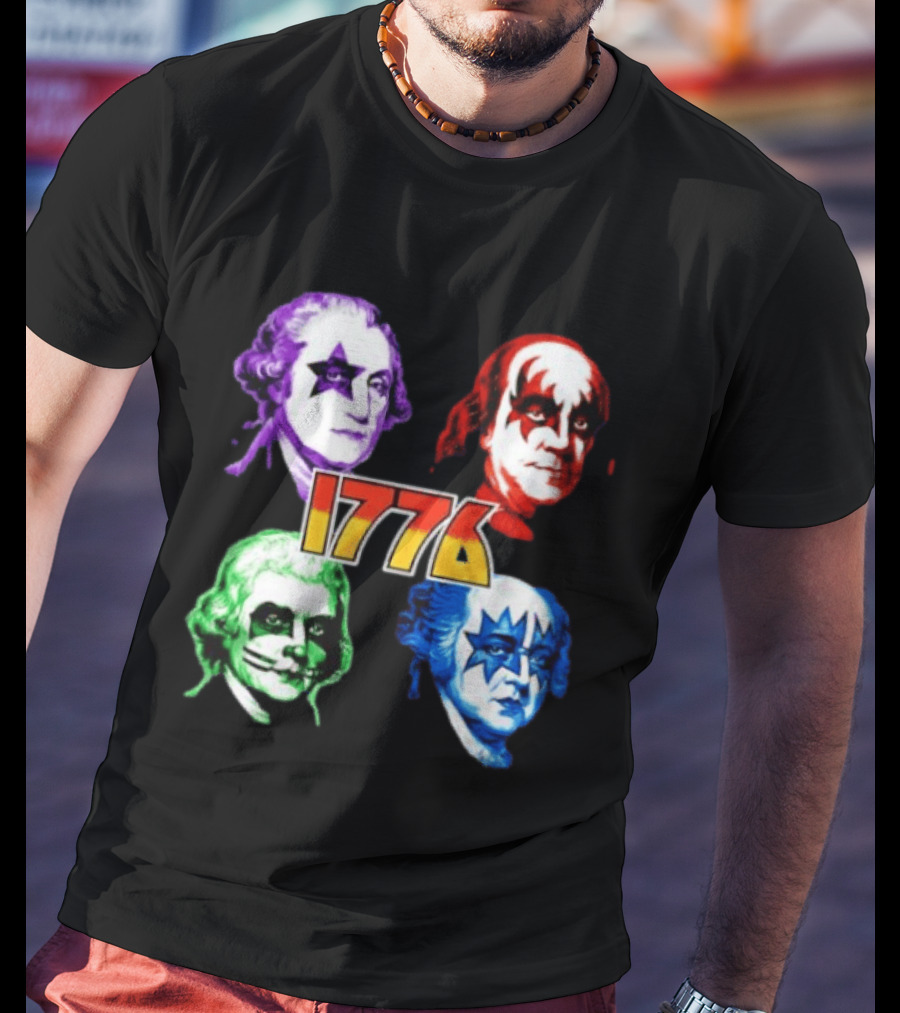 1776 Founding Fathers Rock Band George Washington Benjamin Franklin T-Shirt