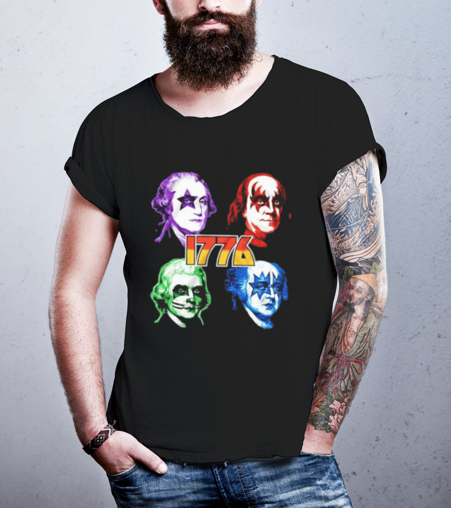 1776 Founding Fathers Rock Band George Washington Benjamin Franklin T-Shirt